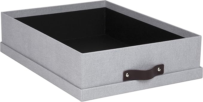 Bigso Oskar Canvas Fiberboard Document Letter Box - File Organizer Box for Important Paperwork - Document Storage with a Lid 