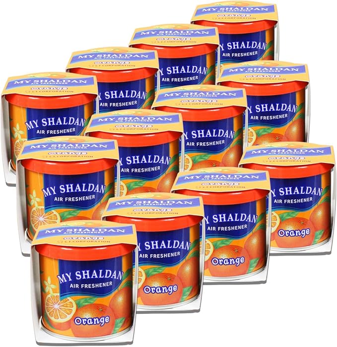 Auto Dynasty - Pack of 12 My Shaldan Japanese Car Cup-Holder Natural Air Freshener Cans (Orange Scented)