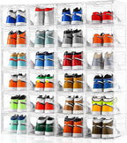 12 Pack Thicken & Sturdy Clear Shoe Storage Organizer with Magnetic Door, Shoe Boxes Clear Plastic Stackable for Closet, Shoe
