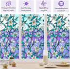 Coavas Static Cling Privacy Window Film, 96% UV & Heat Blocking, Stained Glass Window Film Floral Design, Non-Adhesive, for Bathroom, Front Door, Shower Enclosure‌ (Vinyl, 23.6" X 118.1 ")