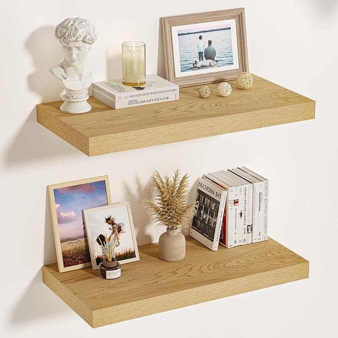 Vivelove 12 Inch Deep Floating Shelves 16 inch Long, Over Toilet Shelf with Invisible Brackets, for Bedroom Bathroom Living R