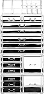 Ikee Design 5 Pcs Set Acrylic Makeup Organizer with 15 Drawers and Removable Top Lipstick Holders, Ideal for Make-up, Accesso