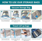 Cozy Essential Vacuum Storage Bags, 80% Compression Vacuum Seal Space Saver Plastic Packaging Bags for Clothes, Blankets, Pil