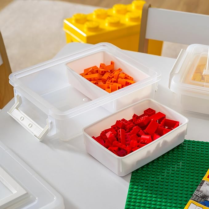 IRIS USA 1 Qt. Plastic Storage Bins with Lids, 4 Pack, Craft Storage Container, Sensory Bin, Organizing Containers for Home, 