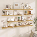Fun Memories Floating Shelves for Wall, 20Inch Floating Shelves Set of 2, Hanging Shelf with Invisible Brackets, Wood Shelves