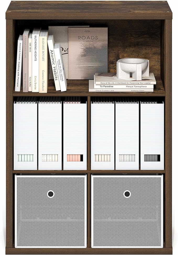 Furinno Cubicle Book Shelf, 5-Cube Bookshelf, Extra Thick Frame Cube Storage Organizer Bookcase with Closed Back, 15.3 x 29.9