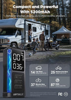 Tire Inflator Portable Air Compressor - 5200mAh 150PSI Quickly Inflate Portable Air Pump for Car Tires/Bike/Basketball with LED Large Dual Screen, Pressure Gauge & Auto Shut-Off