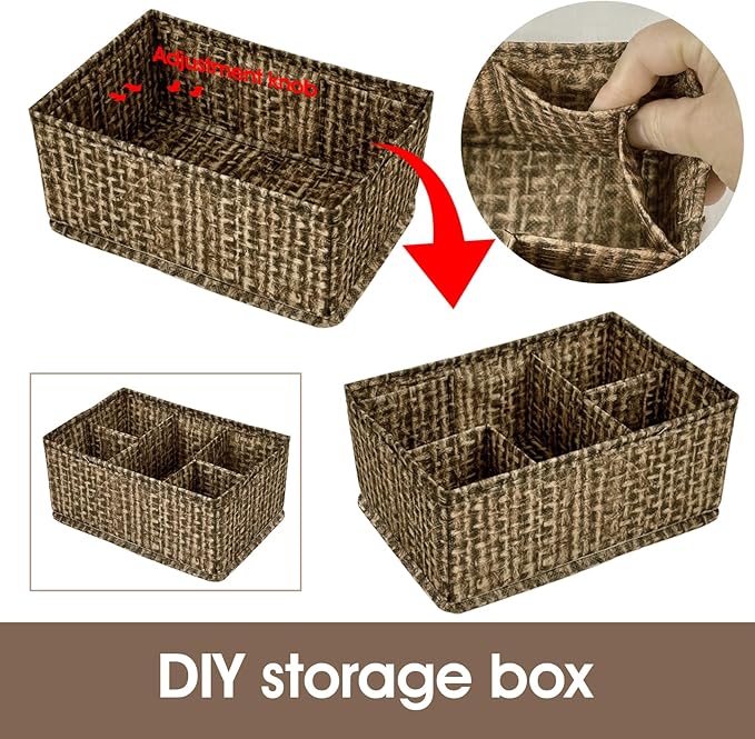VERONLY Cosmetic Storage Bins Makeup Organizer, Adjustable Multifunction Storage Box Desk Drawer Divider for Makeup Brushes, 