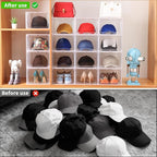 Attelite Upgrade Harder Solid Plastic Hat Organizer for Baseball Caps, 8 Pack Stackable Hat Storage Box with Clear Magnetic D