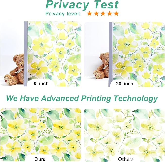 SOMWISE Frosted Glass Window Film, Heat Insulation, UV Block, Anti-Glare, One Way Privacy Tint, Static Cling for Home Bathroom Door, Renter Friendly, Day & Night Privacy