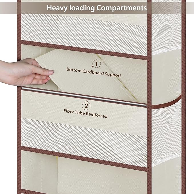 Univivi Over The Door Organizer - Wall Mount Hanging Organizer with 5 Large Compartments, 2 Small PVC Pockets and 8 Mesh Side