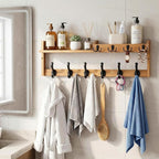 Coat Rack Wall Mount with Shelf, 27.5" Entryway Wall Hanging Shelf, Coat and Key Hanger with 10 Dual Hooks, Mail Organizer an