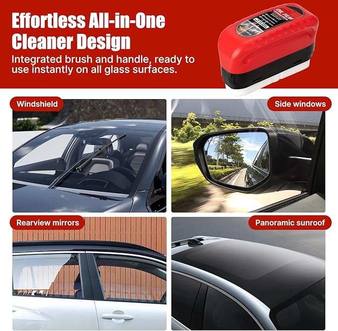Automotive Oil Film Cleaning Brush & Windshield Cleaner Tool - Clear Vision Glass Cleaner with Oil Film Remover for Car Windows（2PCS