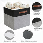 Bagnizer Collapsible Fabric Storage Cube Bins with 2 Reinforced PU Handles, Foldable Storage Organizer Baskets for Closet, Sh