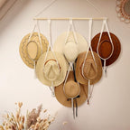 ZYP Macrame Hat Hanger Boho Hat Rack for Wall Hat Holder Display Organizer Bobo Hanging Hat Organizer Storage for Wide Brim H