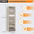 Hanging Closet Organizer, Easy Mount Foldable 5-Shelf Hanging Closet Wardrobe Storage Shelves, Clothes Handbag Shoes Accessor