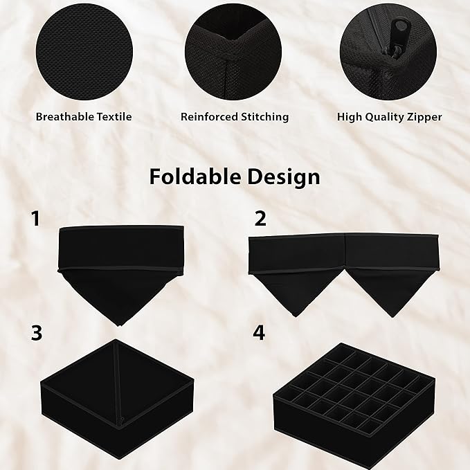 Simple Houseware 4-Pack Drawer Organizer Set - Closet Dividers for Underwear, Socks, Bras, Scarves, Ties - Foldable Non-Woven