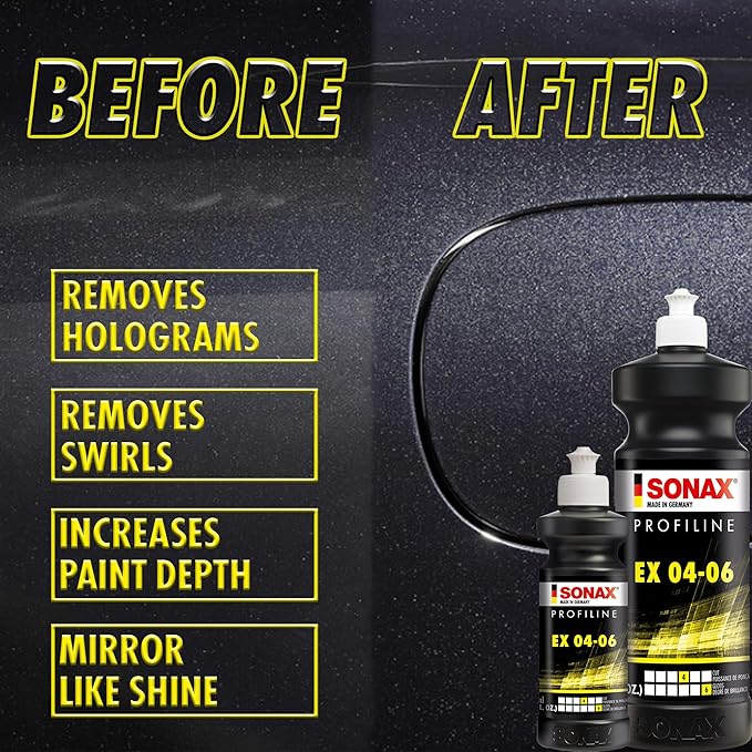 SONAX EX 04-06 Dual Action Polishing Compound | One-Step Medium Cut & High Gloss Finish | Removes Swirls, Water Spots & Oxidation | DA Polisher Safe | Silicone-Free & VOC Compliant | 242500 | 5L