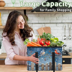 Reusable Grocery Bags Heavy Duty Shopping Bags Foldable Large Tote Bags with Long Handles & Hard Bottom