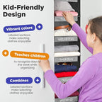 Handy Laundry Hanging Clothes Organizer for Kids - 6-Shelf Closet Daily Clothing Organization Labeled Shelves with Days of Th