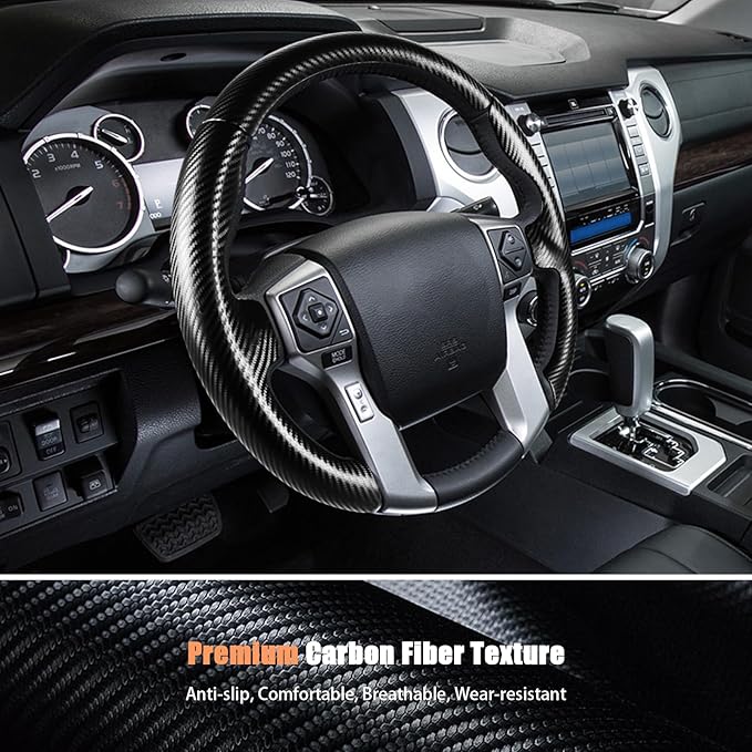 Aimato Customized Steering Wheel Cover for Toyota Tacoma 2012-2023/4Runner 2010-2024/Tundra 2014-2021/Sequoia 2014-2022 Thin,Anti-Slip,Scratch-Resistant Exclusive Car Accessory for Toyota