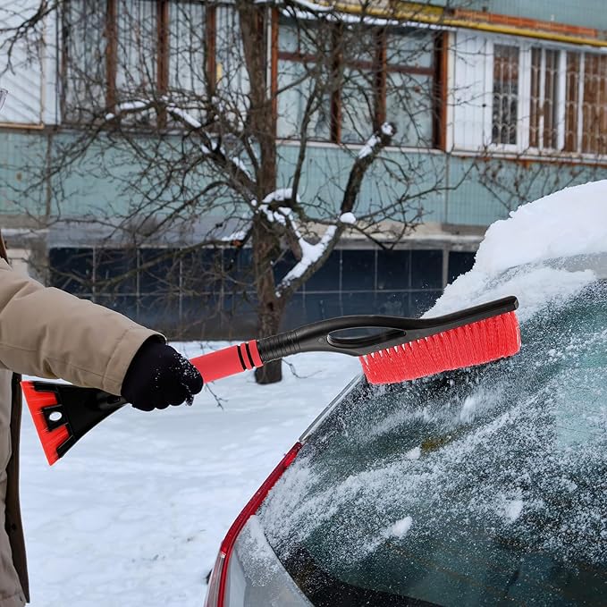 Baderke Snow Brush and Ice Scrapers for Car Windshield Detachable Window Snow Scrapers and Brush with Ergonomic Foam Grip Ice Removal Tool for Cars, Trucks, Suvs(Red)