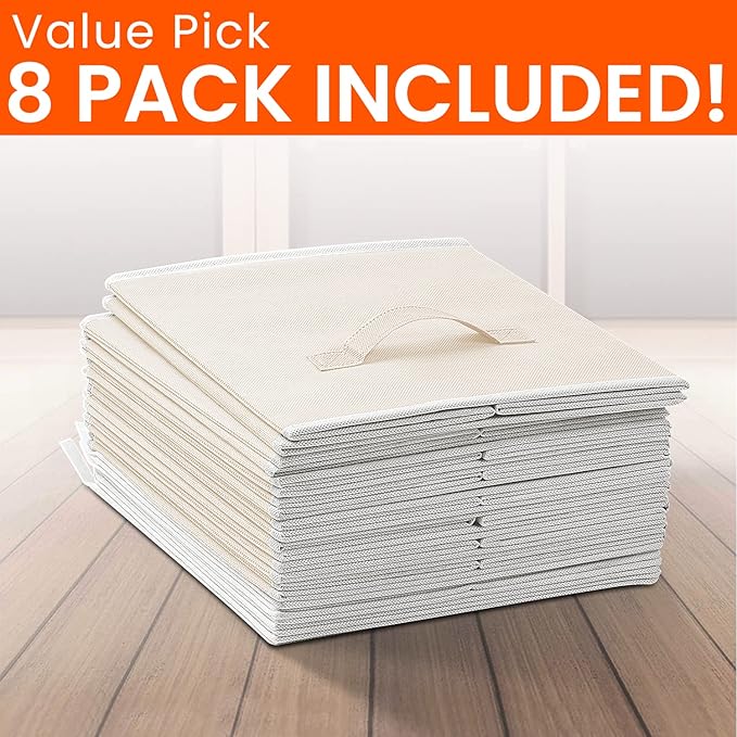 Criusia Storage Cubes - 11 Inch Heavy Duty Fabric Storage Bins for Shelves Closet Cube Organizer - 8 Pack Collapsible Cube St