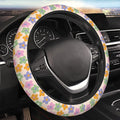 Flowers Floral Steering Wheel Cover Cute Universal 15 Inch Car Accessories Protector for Women Fit Auto SUV Sedan Vans Trucks