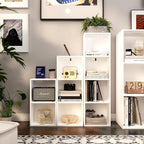 4 Cube Storage Organizer,Wooden 4-Tier Open Shelf Bookshelf,Versatile Storage Cubes for Living Room，Bedroom,Home Office,(Whit