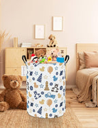 QUEENLALA Large Storage Basket,Laundry Hamper/Bathroom/Home Decor/Collapsible Round Storage Bin,Boys and Girls Hamper/Boxes/C