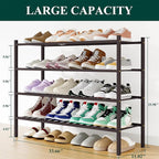 Smiry Shoe Rack, 4 Tier Long Bamboo Shoe Organizer, Stackable Free Standing Wooden Shoe Storage Shelf for Closet, Entryway, F