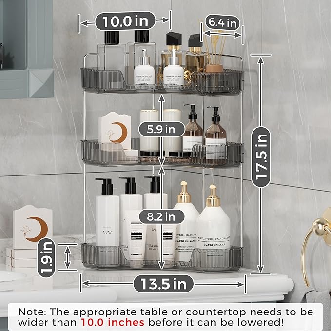 YCIA&DONE Corner Bathroom Counter Organizer, Makeup Organizer for Vanity, Skincare Cosmetic Perfume Tray, Corner Countertop S