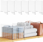 Yieach Adjustable Height Clear Shelf Dividers,6 Pack Acrylic Closet Shelf Dividers for Organization,11.1 Inch Tall Vertical P