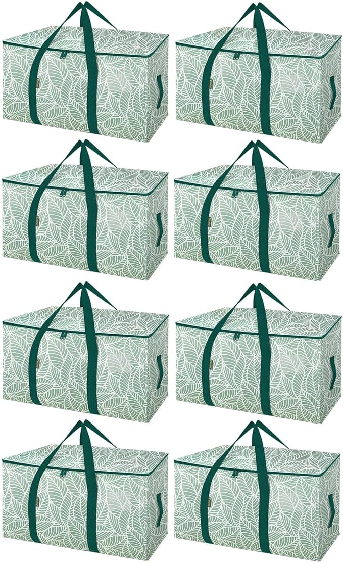 BALEINE 8-Pack Oversized Moving Bags with Reinforced Handles, Heavy-Duty Storage Tote for Clothes, Moving Supplies (Antique F
