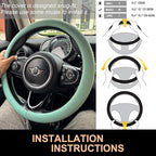 PINCTROT Nappa Leather Steering Wheel Cover, Slim Fit No Bulk Design, One Piece Leather with Breathable Perforation, Fit Like