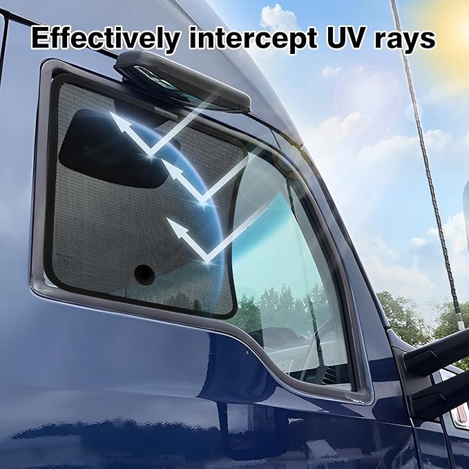 KUST 2PCS Side Window Sun Shade for Semi Truck, 20x16.9 inch Side Window Shade for Kenworth T680 / T880 / W990 (All Years),Sunshade with Suction Cup,Glare Shield UV Protection