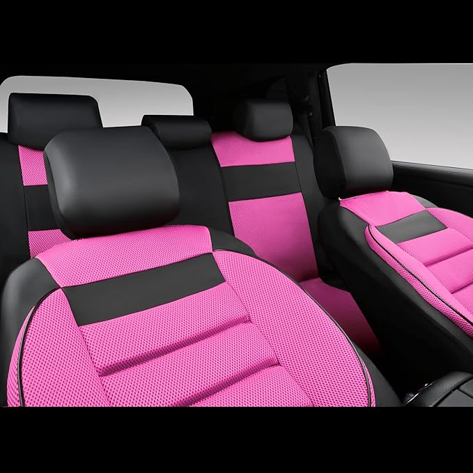 CAR Pass Leather 3D Foam Back Support Car Seat Covers Full Set Air Mesh Automotive Seat Covers, All Season Car Seat Cover Fit