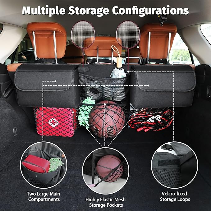 Deluxe Trunk Organizer for Medium or large size SUVs, Backseat Hanging Trunk Organizer, Waterproof Collapsible Car Storage Bag