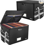 ENGPOW File Box with Lock, Fireproof Document Box with Pockets, Collapsible File Organizer Filing Storage Cabinet with Handle