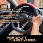 PINCTROT D Shaped Race Grip Steering Wheel Cover, Anti Slip Silicone Perforated Design with Soft Touch Padding, Enhanced Grip for Sporty Driving Flat Bottom 14.5-15 Inch (Racing Red)
