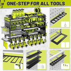 5 Layers Power Tool Organizer Wall Mount, Metal Cordless Tool Hanger Storage Rack Holder with 8 Drill Holders, Heavy Duty Gar