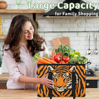 Reusable Grocery Bags Heavy Duty Shopping Bags Foldable Large Tote Bags with Long Handles & Hard Bottom