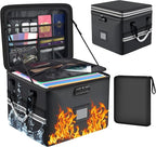 5200°F Upgraded Fireproof Document Box & Fireproof Expanding File Folder, 2 Layer File Cabinet Organizer with Lock,Collapsibl