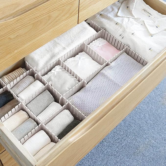 acDesign 40Pcs Grid Drawer Dividers, Adjustable Drawer Organizer for Socks, Underwear, Lingerie, Makeup, Bedroom Office Kitch