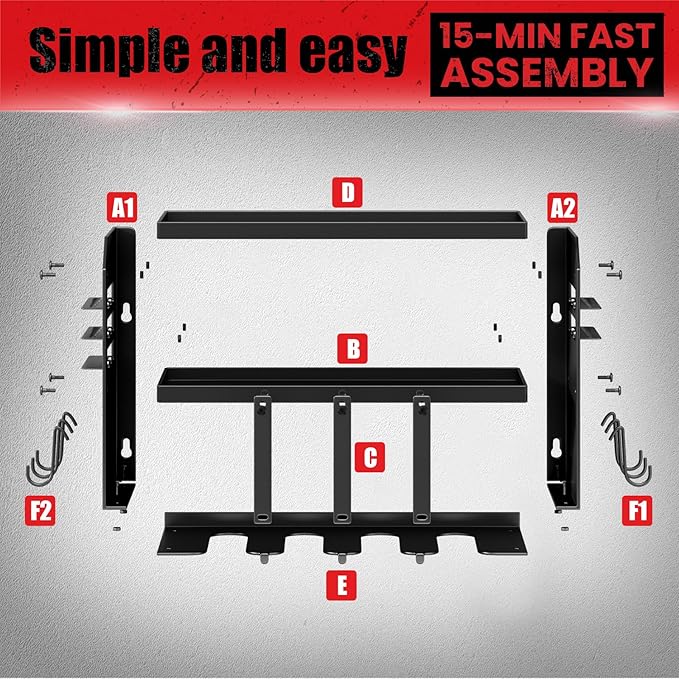 Hipidian Power Tool Organizer Wall Mount: Heavy Duty Storage Organization Stand Cordless -3 Layers Large Garage Organizer wit