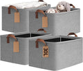 CHICVITA 4 Pack Large Storage Baskets for Shelves, Foldable Storage Bins for Clothes Towels Organization, Toy Organizer Bins 