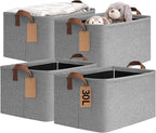 CHICVITA 4 Pack Large Storage Baskets for Shelves, Foldable Storage Bins for Clothes Towels Organization, Toy Organizer Bins 