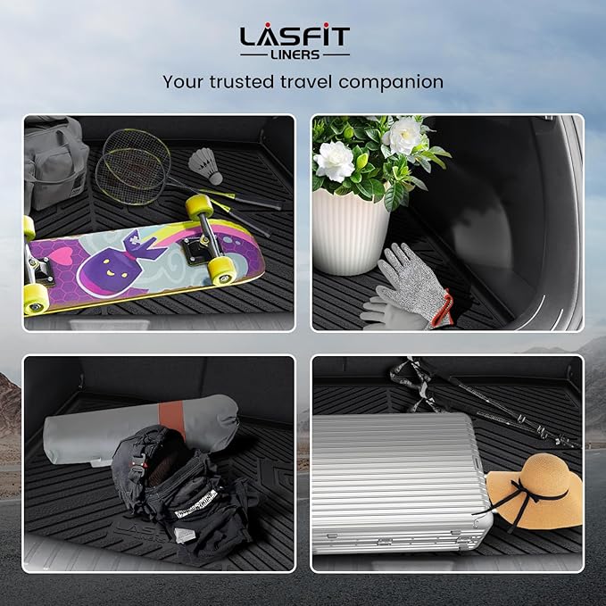 LASFIT Cargo Mat for Honda CR-V 2017-2022 (EX-L/EX/Touring/LX/Special Edition), All Weather Custom Fit TPE Trunk Mat Trunk Liner Cargo Liner Cargo Tray in Lower Position, Black (Not for Hybrid)