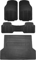 FH Group Climaproof™ Trimmable Non-Slip Vinyl Floor Mats Full Set - Universal Fit for Cars Trucks and SUVs (Black) F11306 + F16400