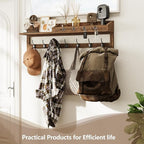 AMBIRD Coat Rack Wall Mount, 35 inch Large Wall Hooks with Shelf, Entryway Shelf with 7 Dual Coat Hooks 4 Key Hooks Mail Orga